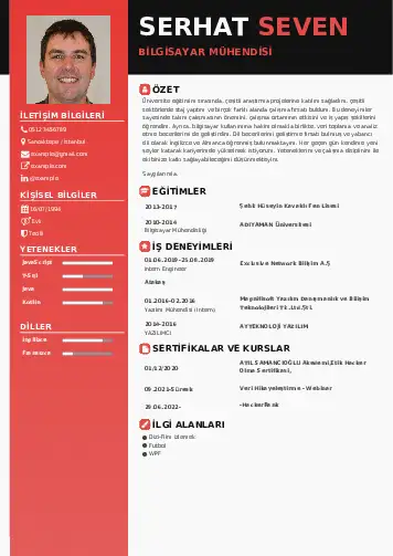 Bilgisayar Mühendisi CV Örnekleri cv indir